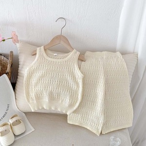 【BABY&KID】クリームニットベスト＆ボトムス