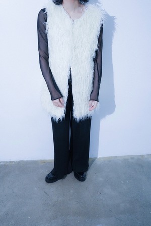 white eco fur shaggy vest
