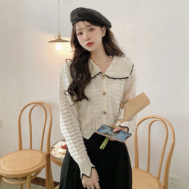 ホワイトセーター オータム薄手スタイルカーディガン ロング 秋物 萌量不足52339135393