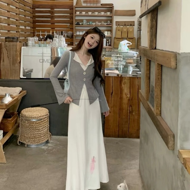 Faux Two-Piece Slimming Knit Sweater