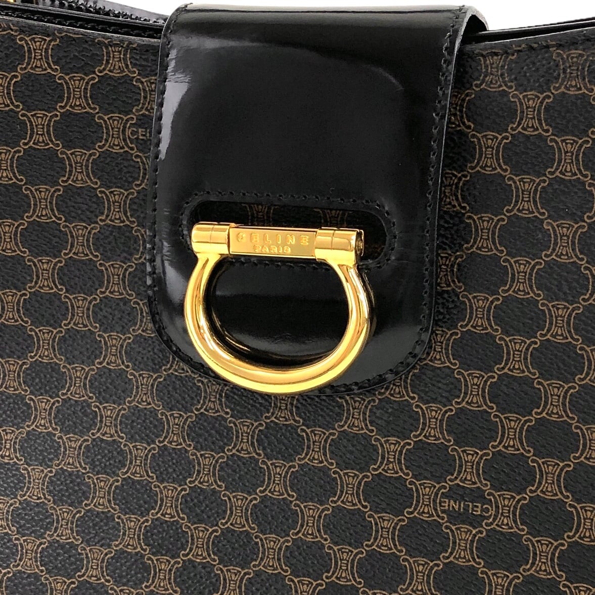 CELINE セリーヌ マカダム ショルダーバッグ ブラック ホースビット