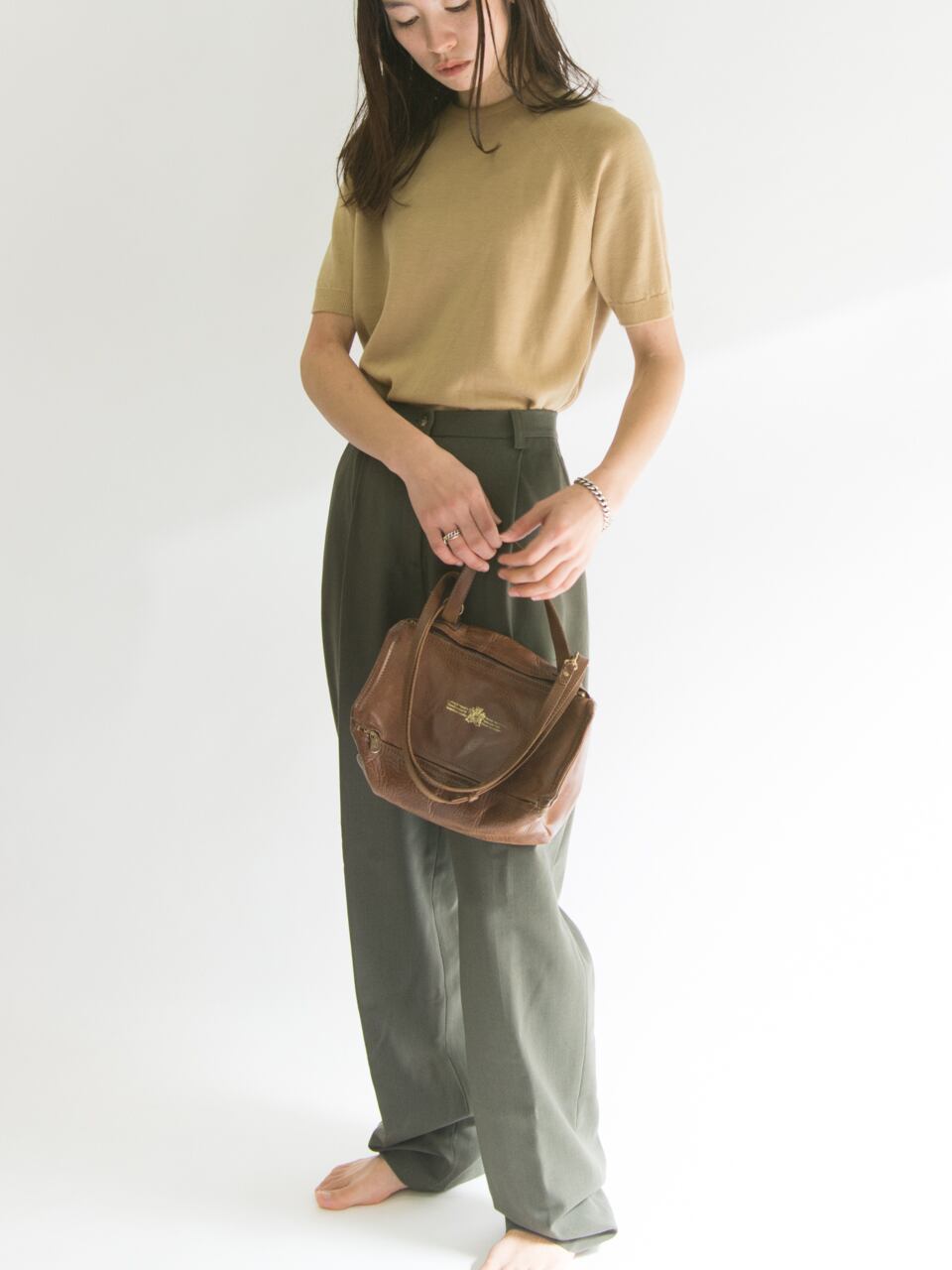 【Made in Italy】Vegitable tanned leather shoulder bag（イタリア製 レザーショルダーバッグ）1c