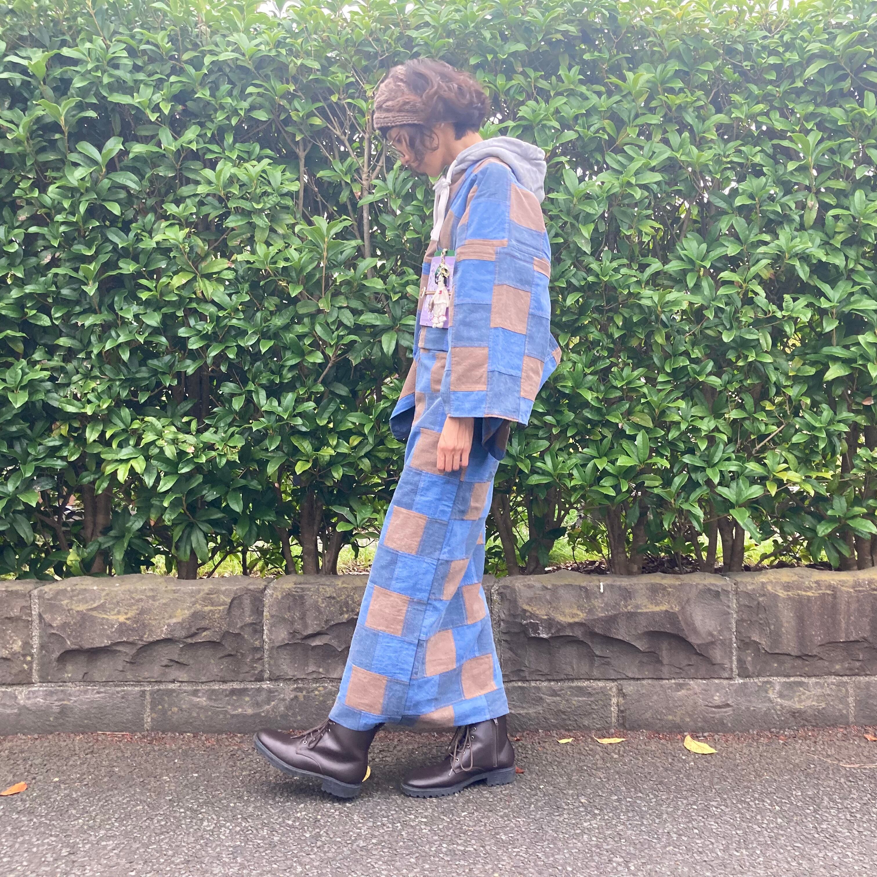 パッチワーク着物(青と茶) | Miel