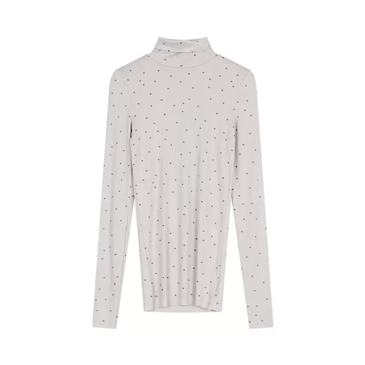 ハイネック カットソー 水玉 ドット柄 長袖 タートルネック T