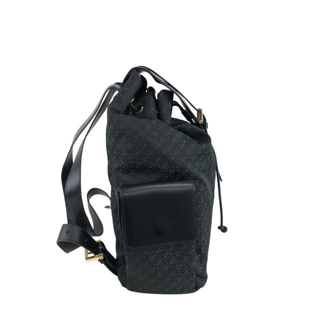 LOEWE ロエベ 総柄 バックパック グリーン ブラック ジャガード レザー リュック vintage ヴィンテージ オールド si4hbw