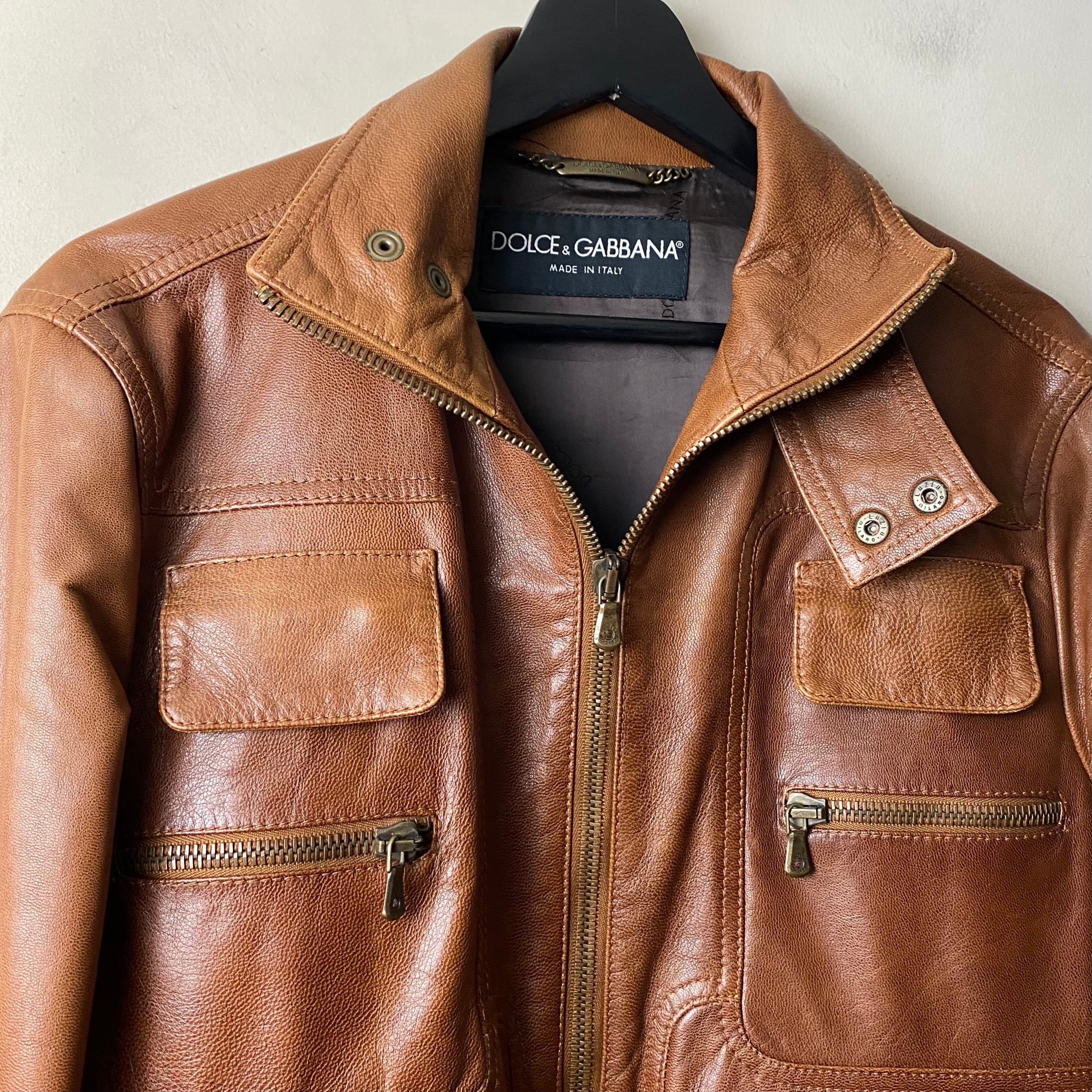 archive 2003SS DOLCE&GABBANA multi pockets goat leather jacket 