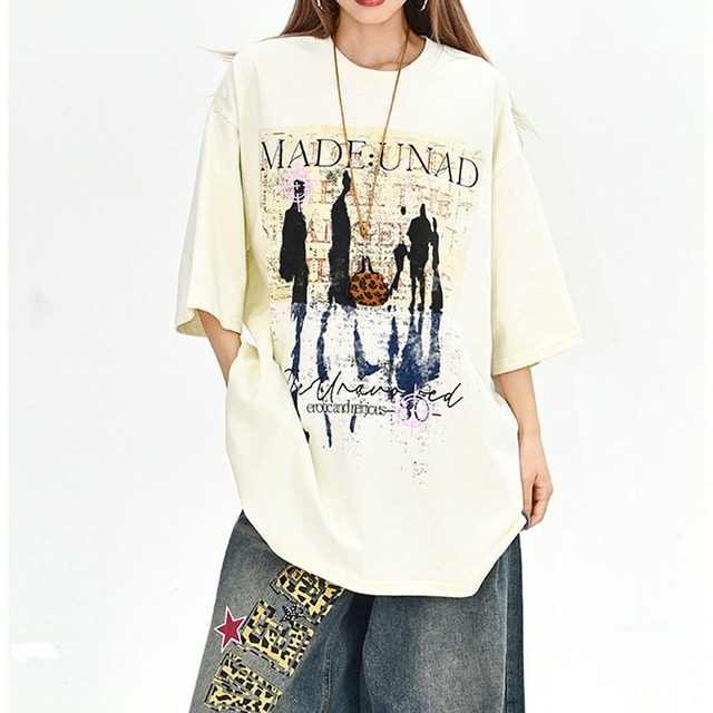 シルエットアートグラフィックレタリングミックストップス 2col   R02017