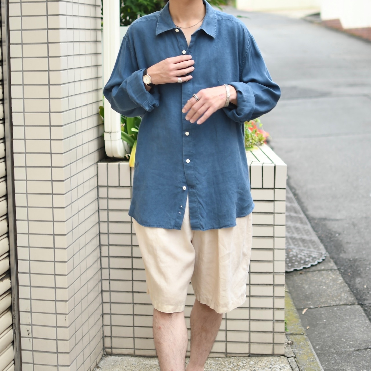 BOHIO linen 2tuck slacks shorts