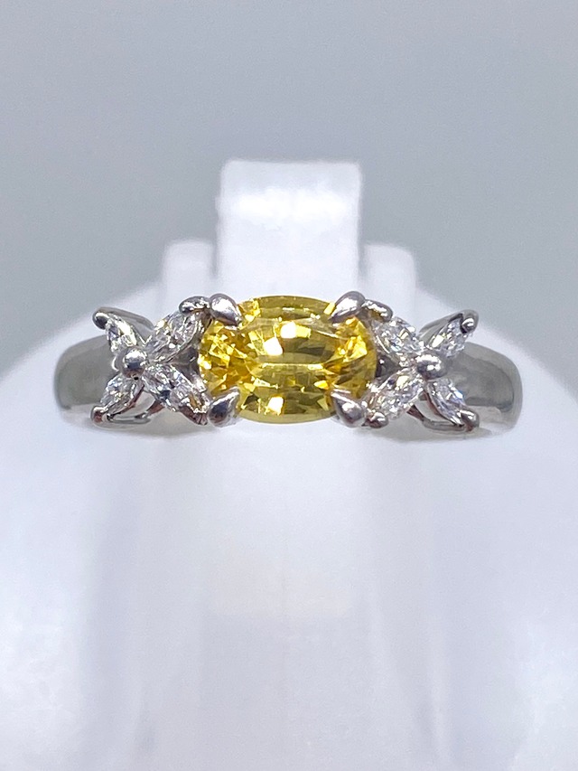 【3日以内返品可（※カード/キャリア決済の場合）】イエローサファイア 0.98ct / ダイヤモンド 計0.18ct Pt900 リング【リフレッシュメント(新品仕上げ・補修・洗浄等済)】