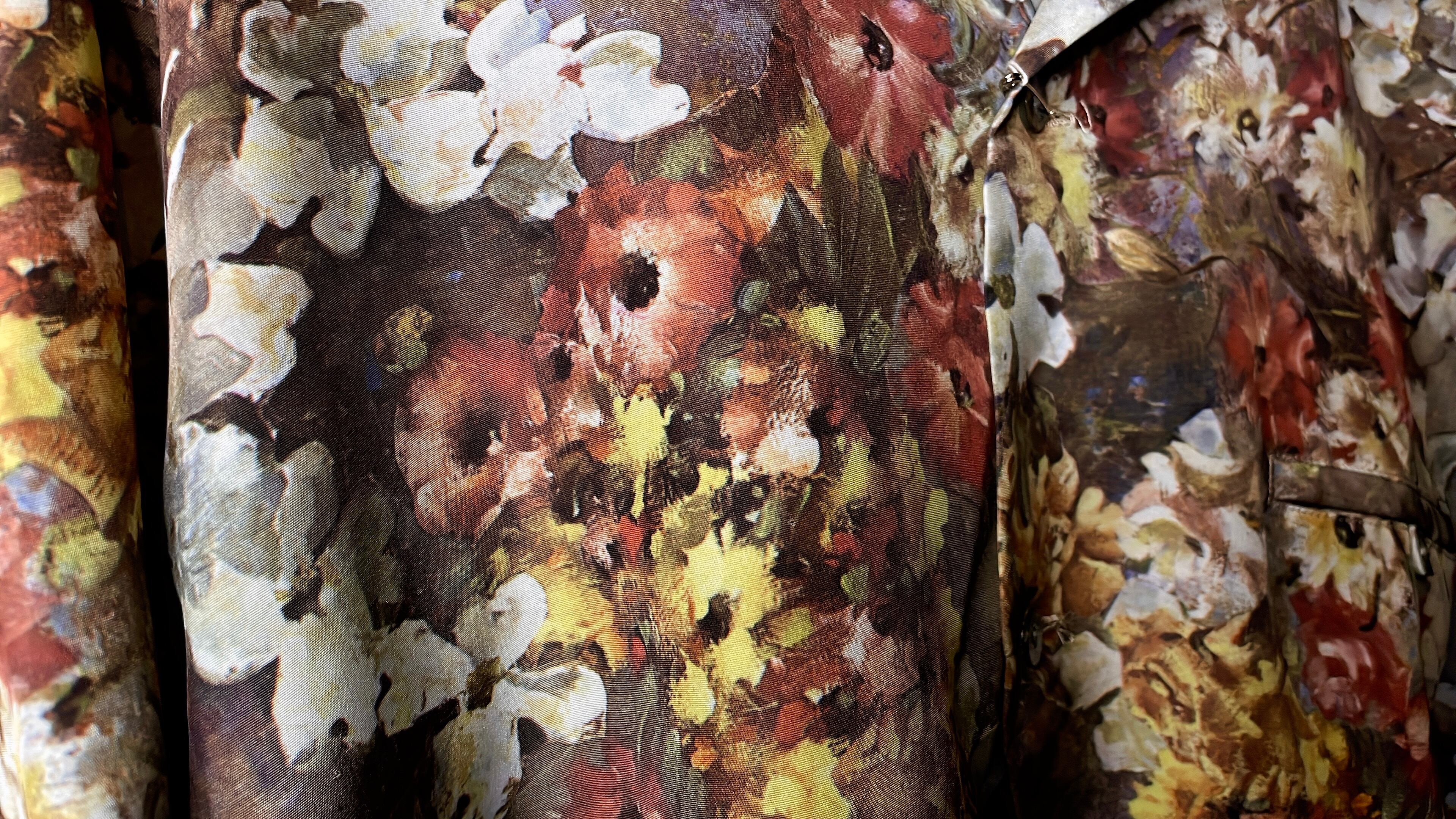 Botanical rétro flower full pattern open callar shirt
