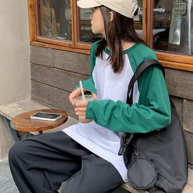 ラグランスリーブ配色Tシャツ lululana ラグランスリーブ ラグランTシャツ