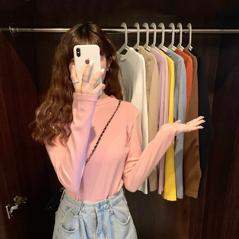 オータムニットセーター スリムプルオーバー シャツ ウィンタートップス ロング 秋物 冬物 試着室29147934473