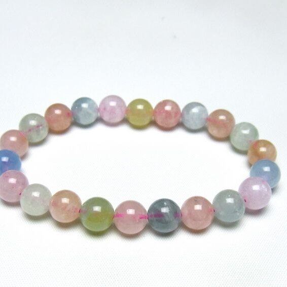 ミックスカラーベリル ブレスレット 9mm 一点物 メール便可 [M便 1/10] 111-48886