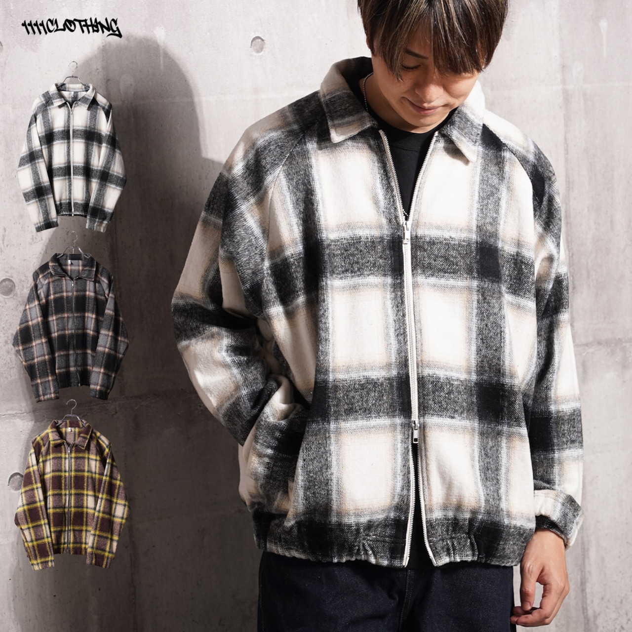 ◆オンブレチェック ドルマン ジャケット◆bs-1430752