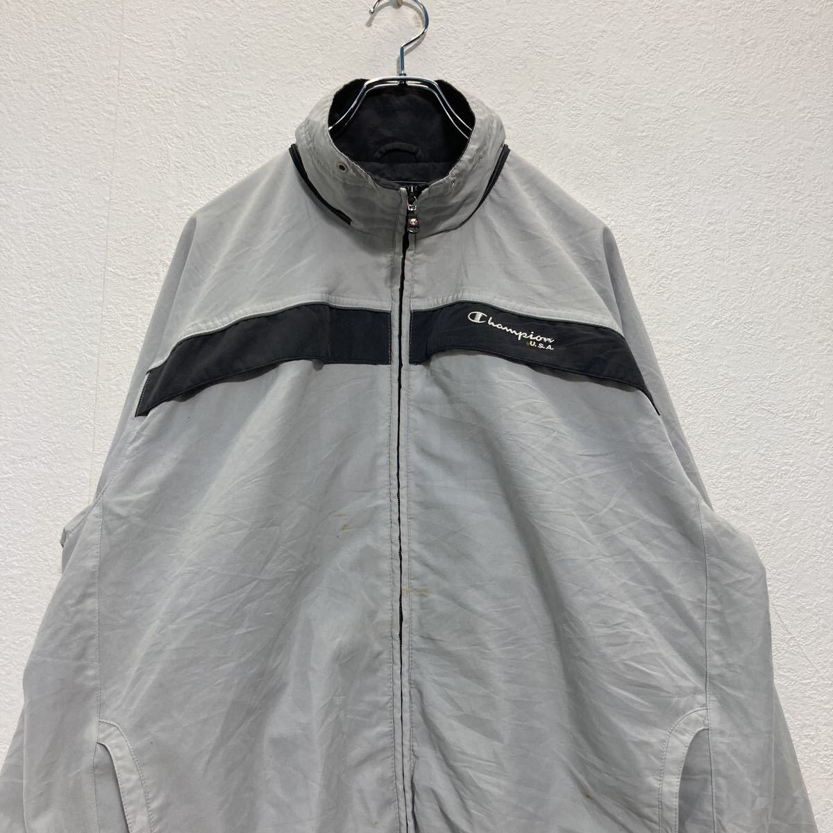 チャンピオン　USA　トラックジャケット　L　グレー　B2130 チャンピオン 80〜90s USA古着 ウィンドブレーカー セットアップ Ｌ 90