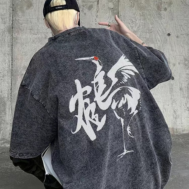 【之】★Tシャツ★6色入り カジュアル vintage 鶴 ファッション