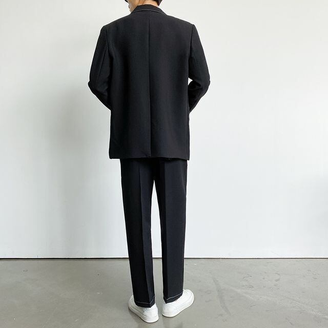 予約販売】メンズ スーツ 無地 ブラック ブルー ジャケット パンツ