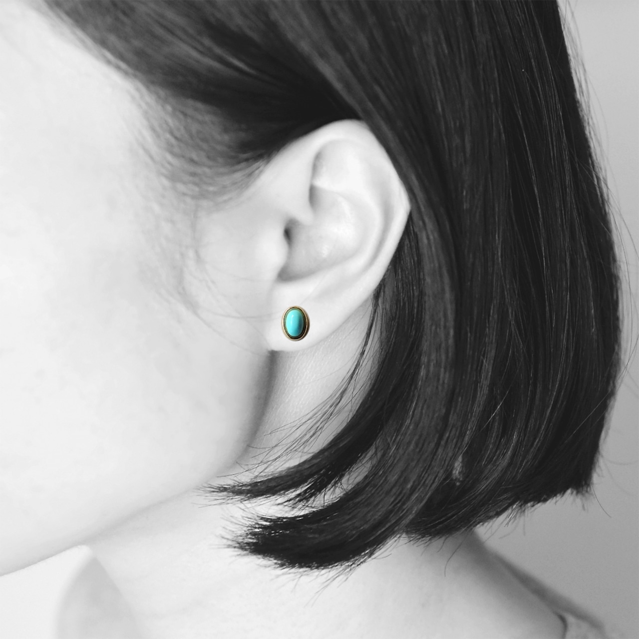 ヴィンテージジュエリー 9ctゴールド 再生ターコイズ ピアス(ソーティングメモ付)