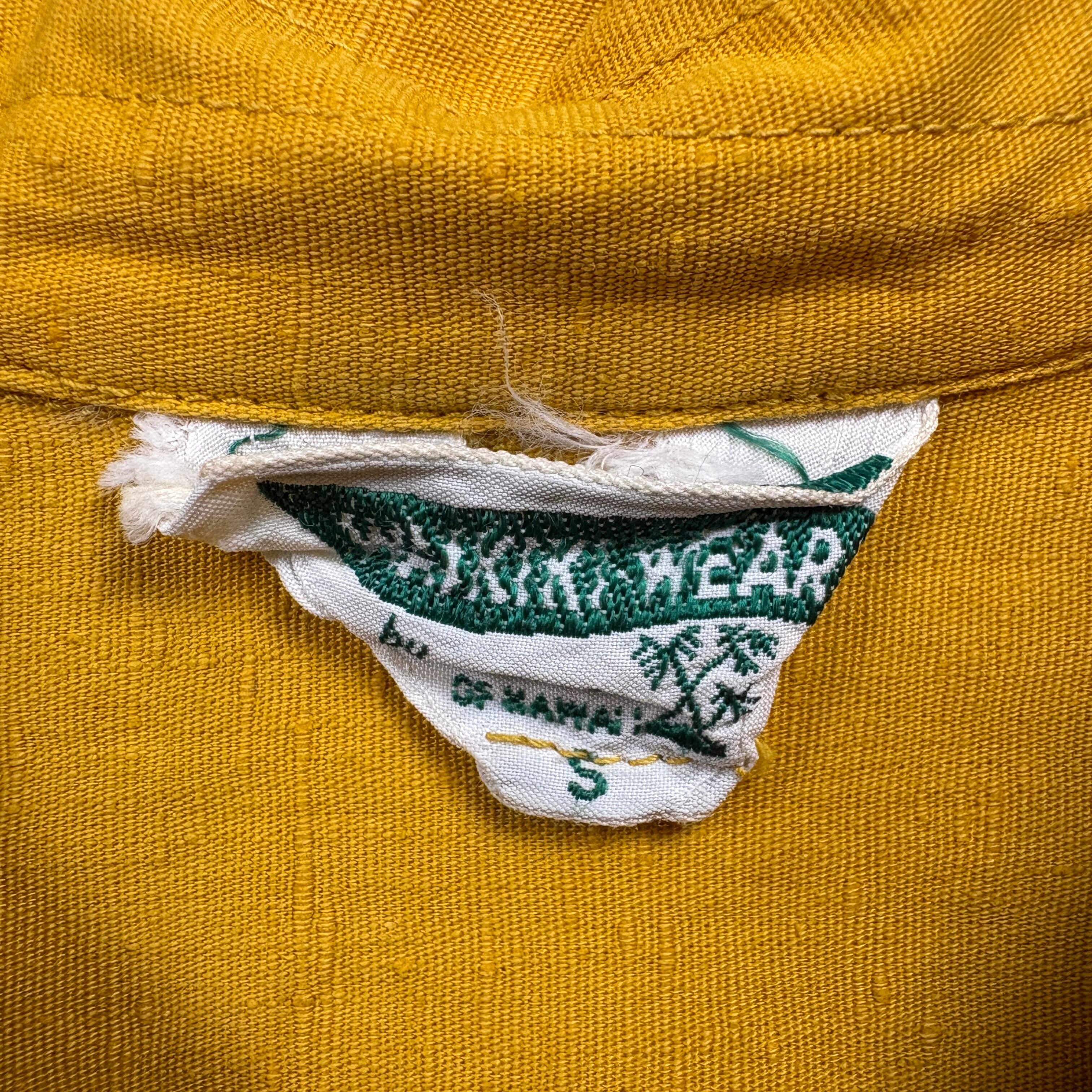 50s~60s WAIKIKI WEAR 和柄 オープンカラー ボックス 半袖シャツ
