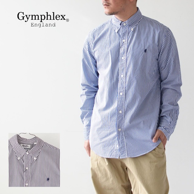 Gymphlex [ジムフレックス] M BD SHIRT L/S STRIPE  [J-0643TSS] ボタンダウンシャツ 長袖 ストライプ・ ボタンダウンシャツ・ストライプシャツ・ MEN'S [2023SS]