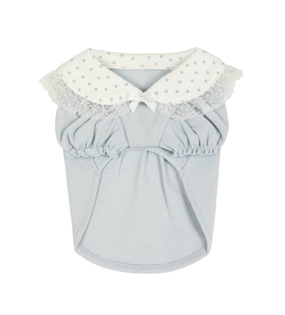 予約【Sallys】French collar puff blouse (Powder blue)