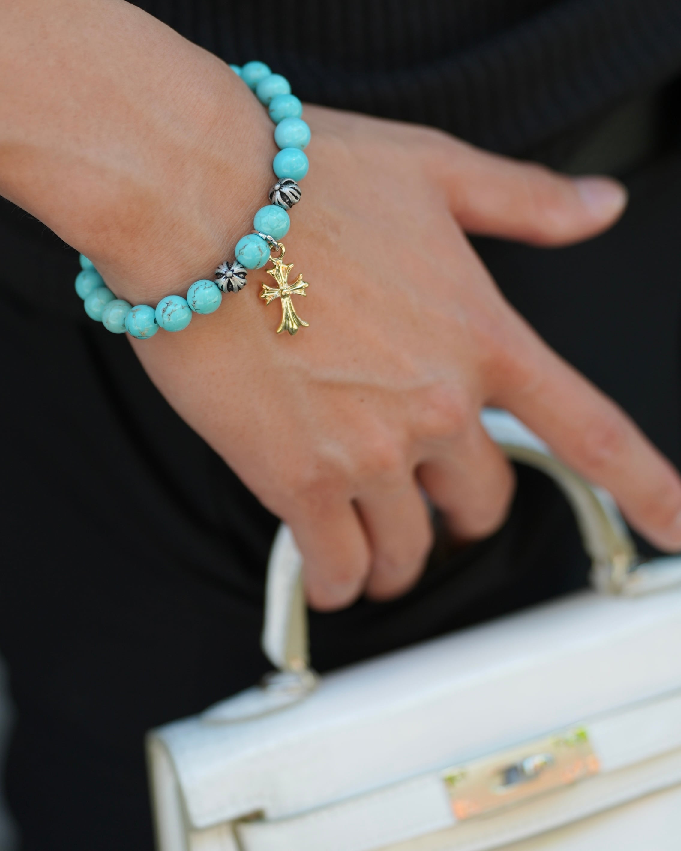OGLALA ビーズ　ブレスレット LUXURY CROSS BEADS BRACELET 数珠 BLUE【BLJ-26010】 | BELINDA OFFICIAL