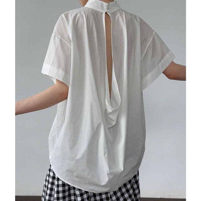 back open draped oversized blouse L0517