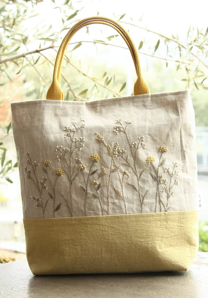 オリーブ染め 手刺繍ハンドバッグ | オリーブ染め工房 木の花