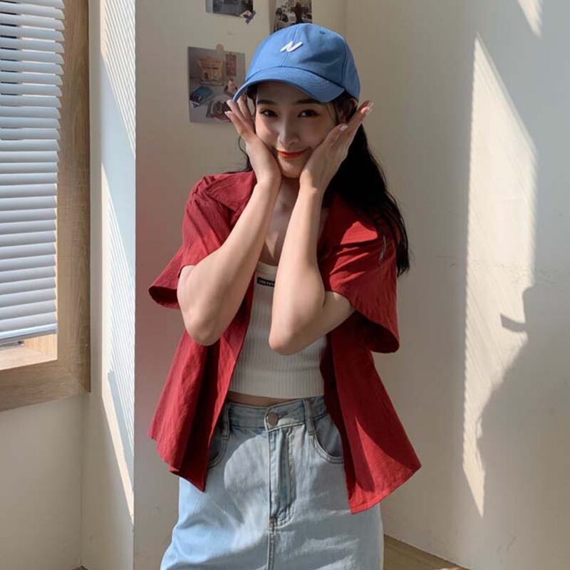 シャツ サマーカラーポケットルーズ薄手ブラウス 夏物 ピュア 萌量不足72917612794