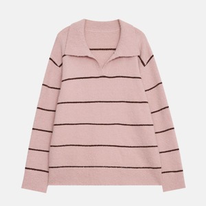 open-collar border knit　J00359