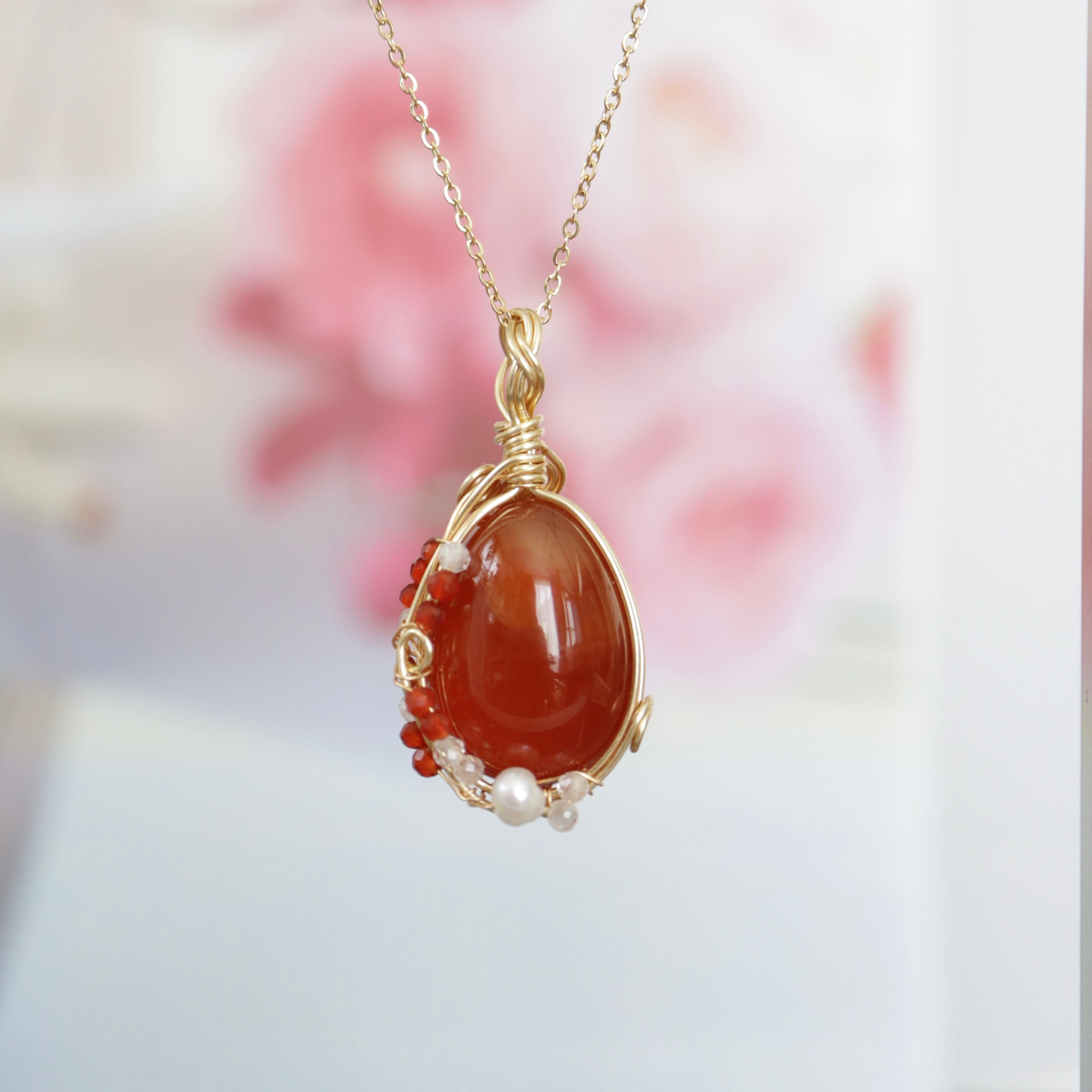 ☆1点物 赤瑪瑙 赤メノウ ワイヤーラッピング ペンダントトップ