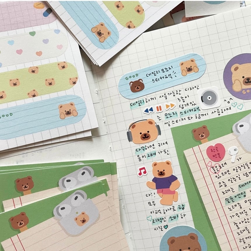 polybear】模造紙ステッカーセット 데일리 모조지 스티커팩 | 韓国文具