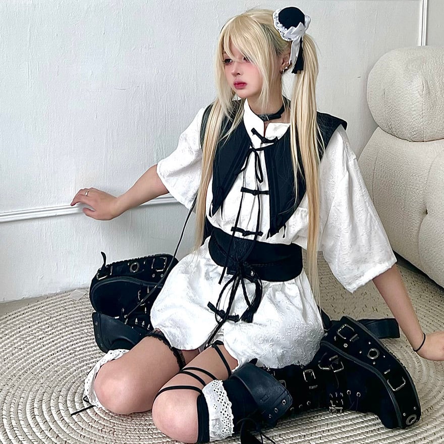 チャイナ風 ガードルベルト 太ベルト ファッション小物 闇かわいい