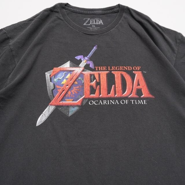 ゼルダの伝説 時のオカリナ ブラック ロゴプリント 半袖Tシャツ ゲーム