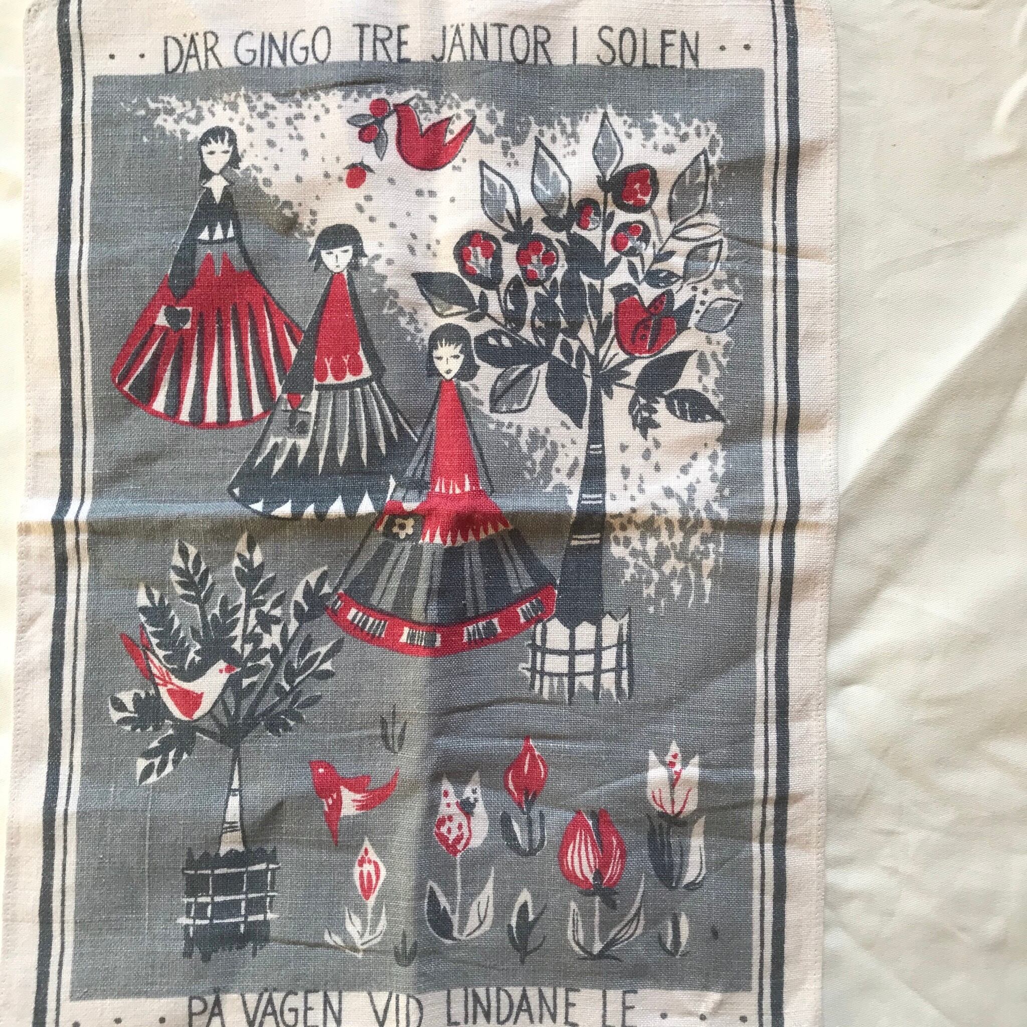 鳥と花と女の子の布