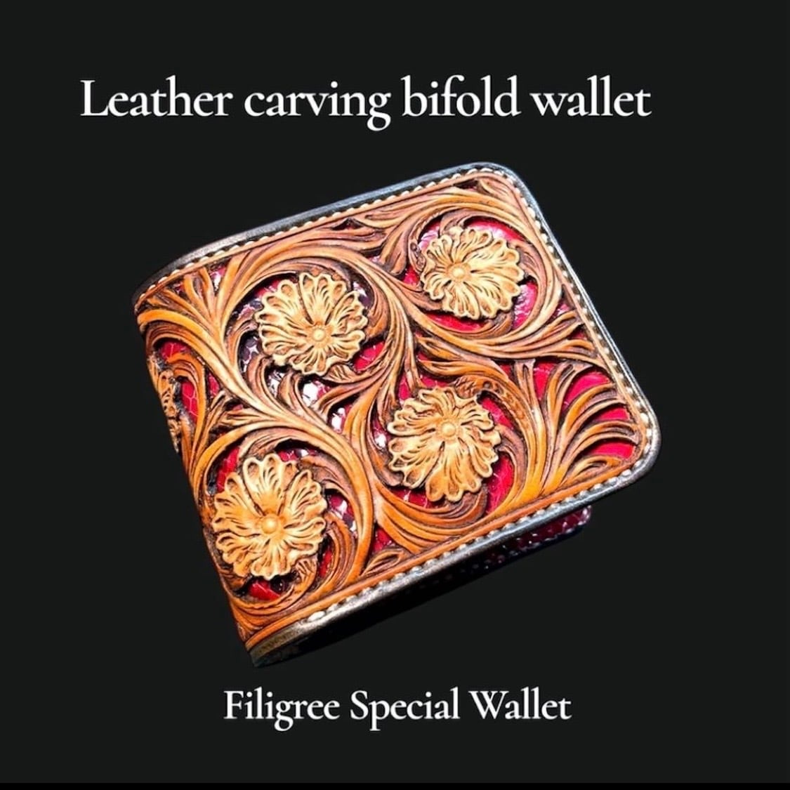 カービング ロングトラッカーウォレット ブラック | Fives leather