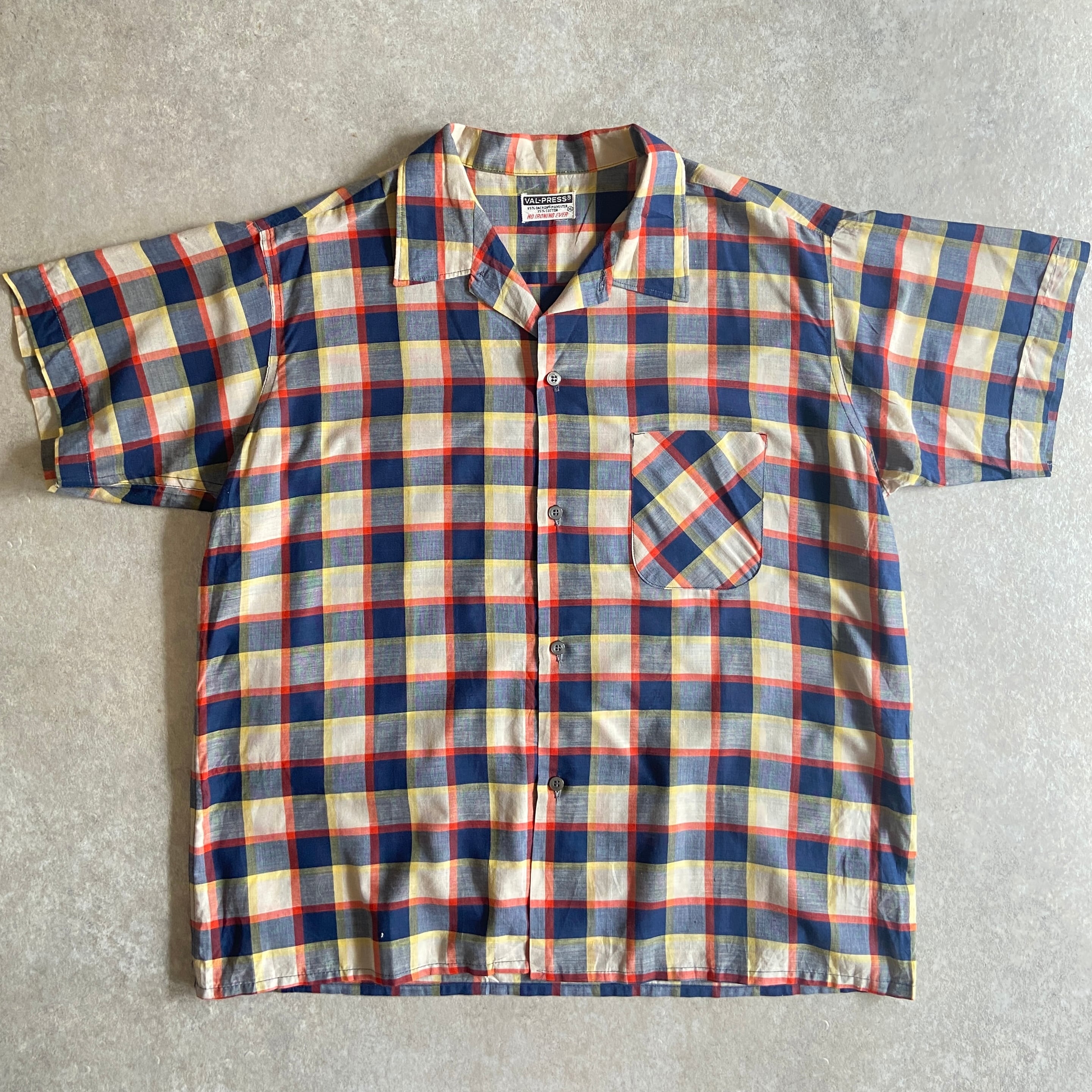 1970s VAL-PRESS S/S Check Shirt XL H293