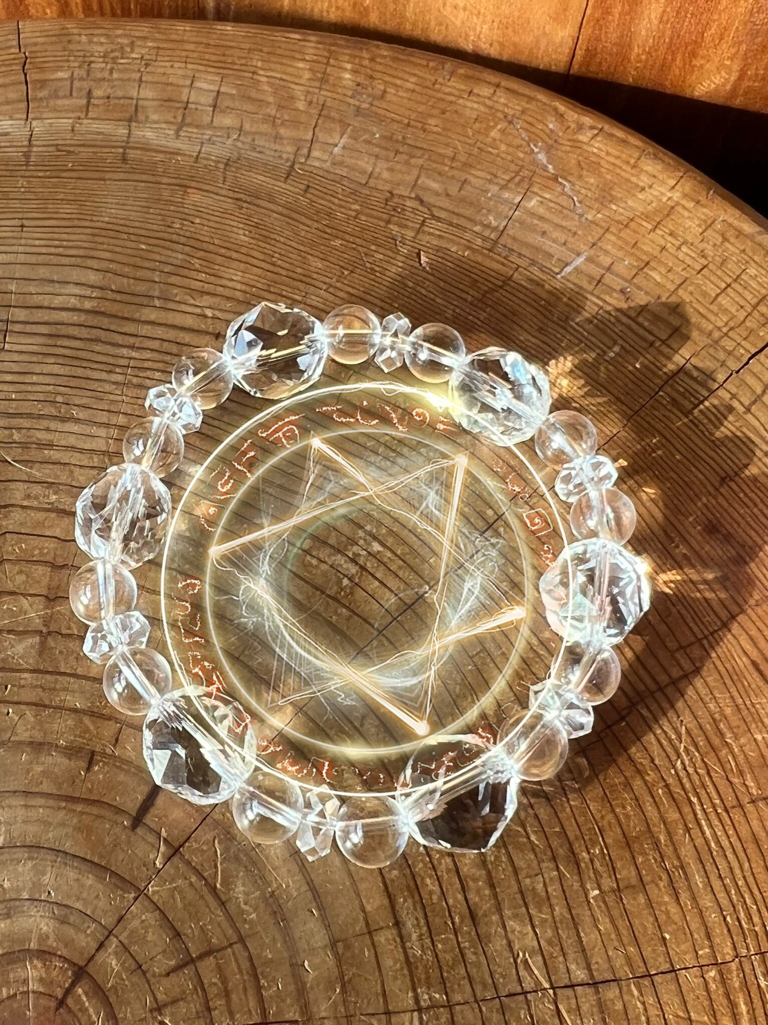 おへその下のまあるい玉【1/23再販】【六芒星シリーズ】ダビデグリッドブレス 水晶