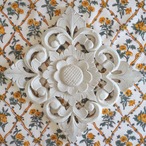 ブロックプリント生地【50cm単位】インド綿  ジャール柄 白×イエロー×カーキ #58532-WT3