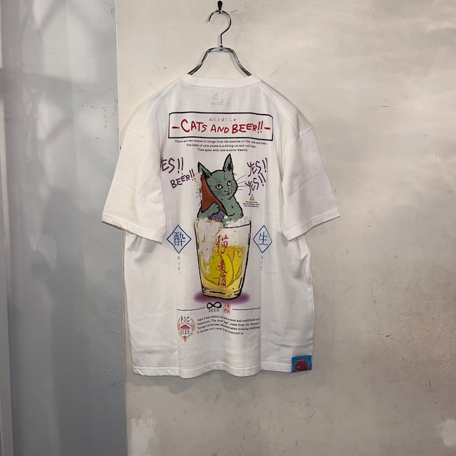 【go slow caravan】S/S  Cats and Beer ねことばくしゅ Tee