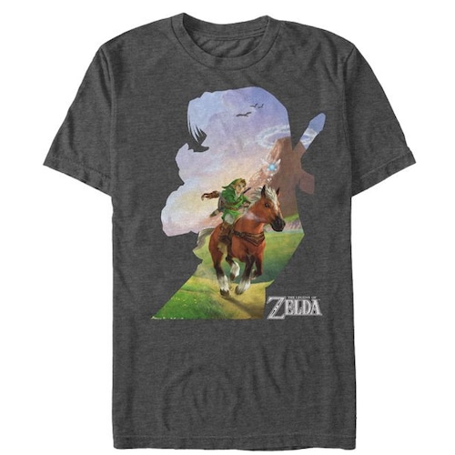 ニンテンドー  Tシャツ Nintendo Legend of Zelda Link Silhouette Charcoal Heather ゼルダの伝説 馬