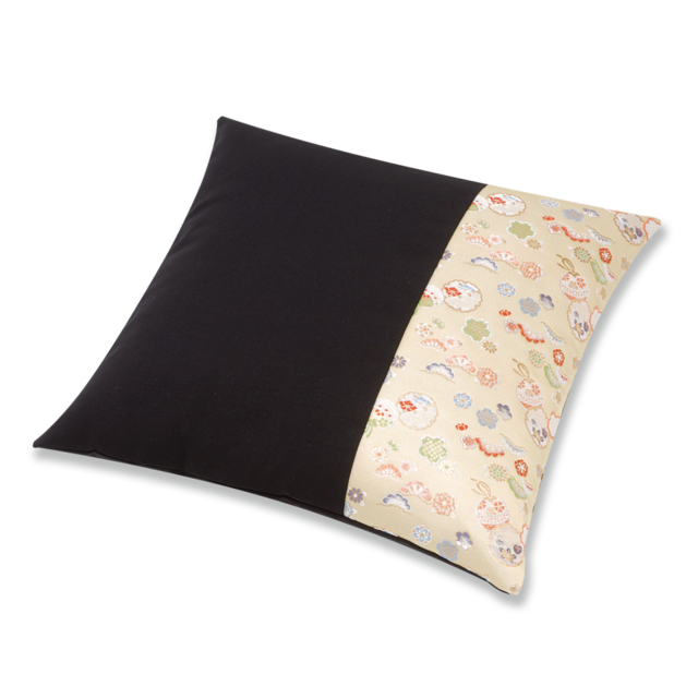 西陣の紋織　小座布団（カバーのみ）　松にてまり　半面　JJ（ベージュ）43×43