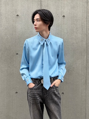 【ALUDE SELECT】pentas bijou necktie satin shirt