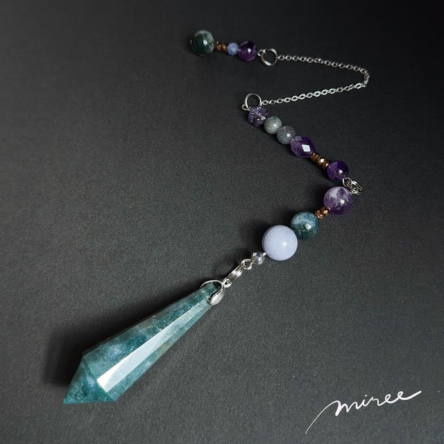 自然体でチャンスを受け取るペンデュラム【モスアゲート×タンザナイト】moss agate pendulum_136