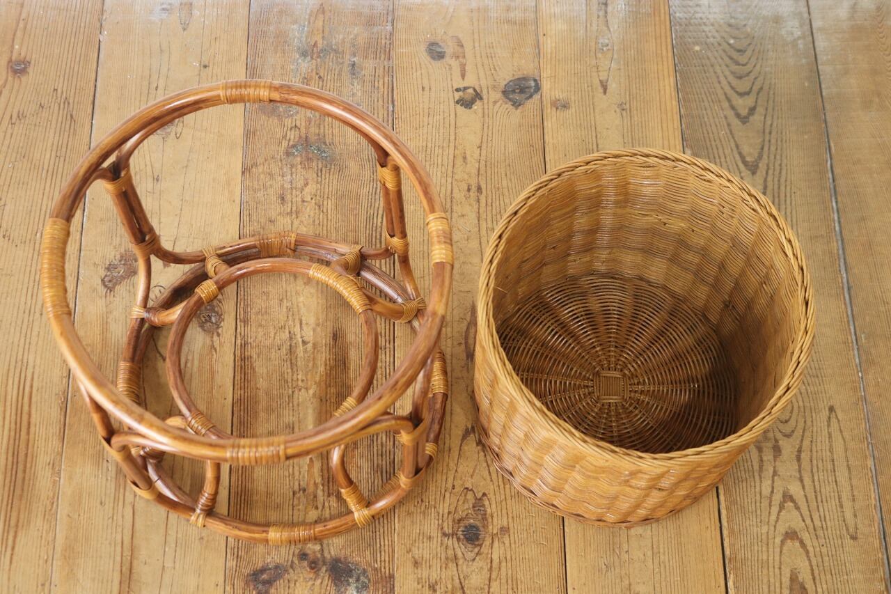 ラタン ランドリー バスケット 脱衣かご 籠 ラック 籐家具 収納
