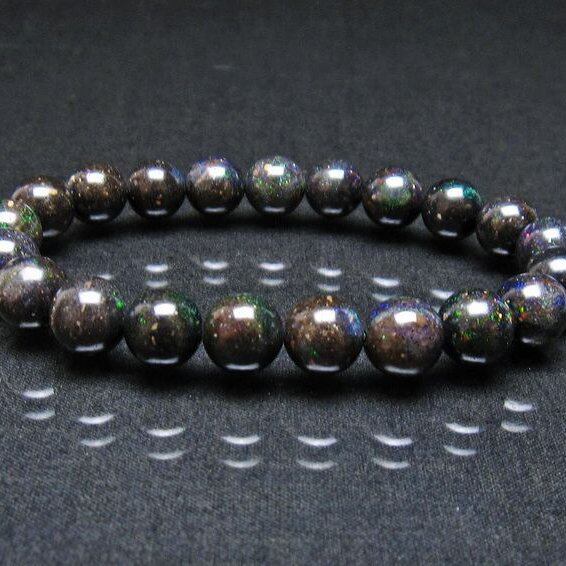 ブラックオパール ブレスレット 9mm 一点物  おまかせ便 111-37964
