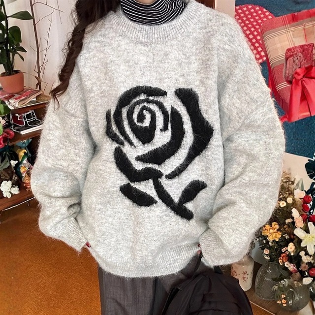 シングルローズシャギーニット(2color)　R01401