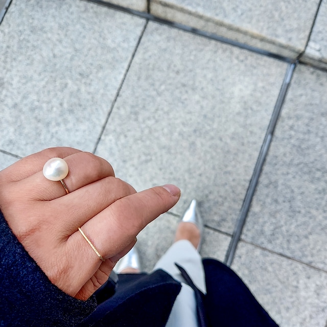 14kgf Freshwater Pearls button ring 13号