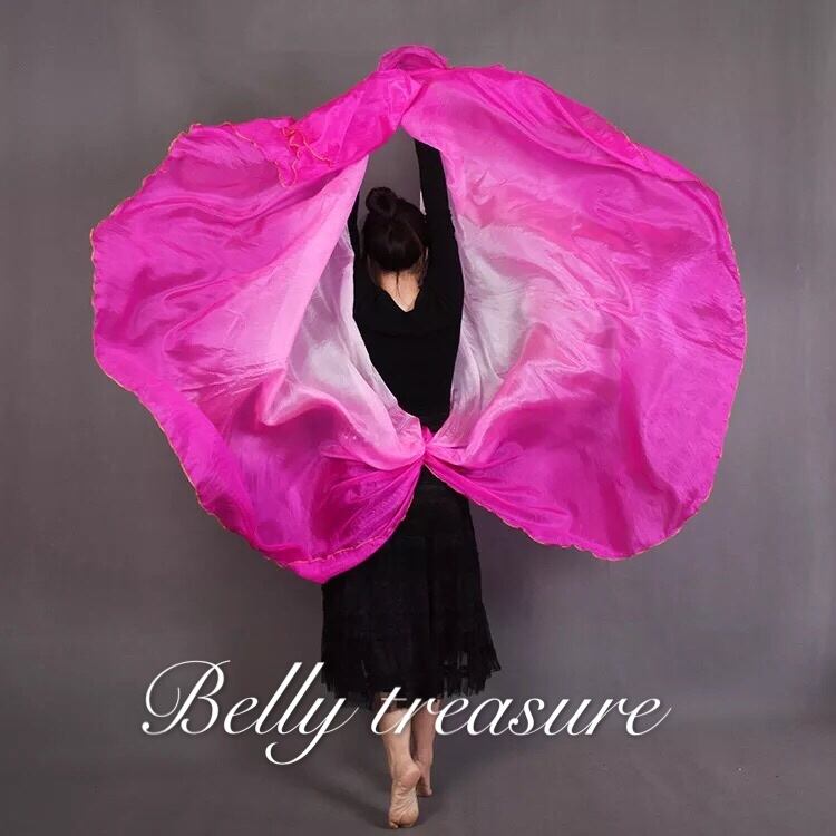ベリーダンスシルクベール チェリーピンク半円型シルクYD | Belly