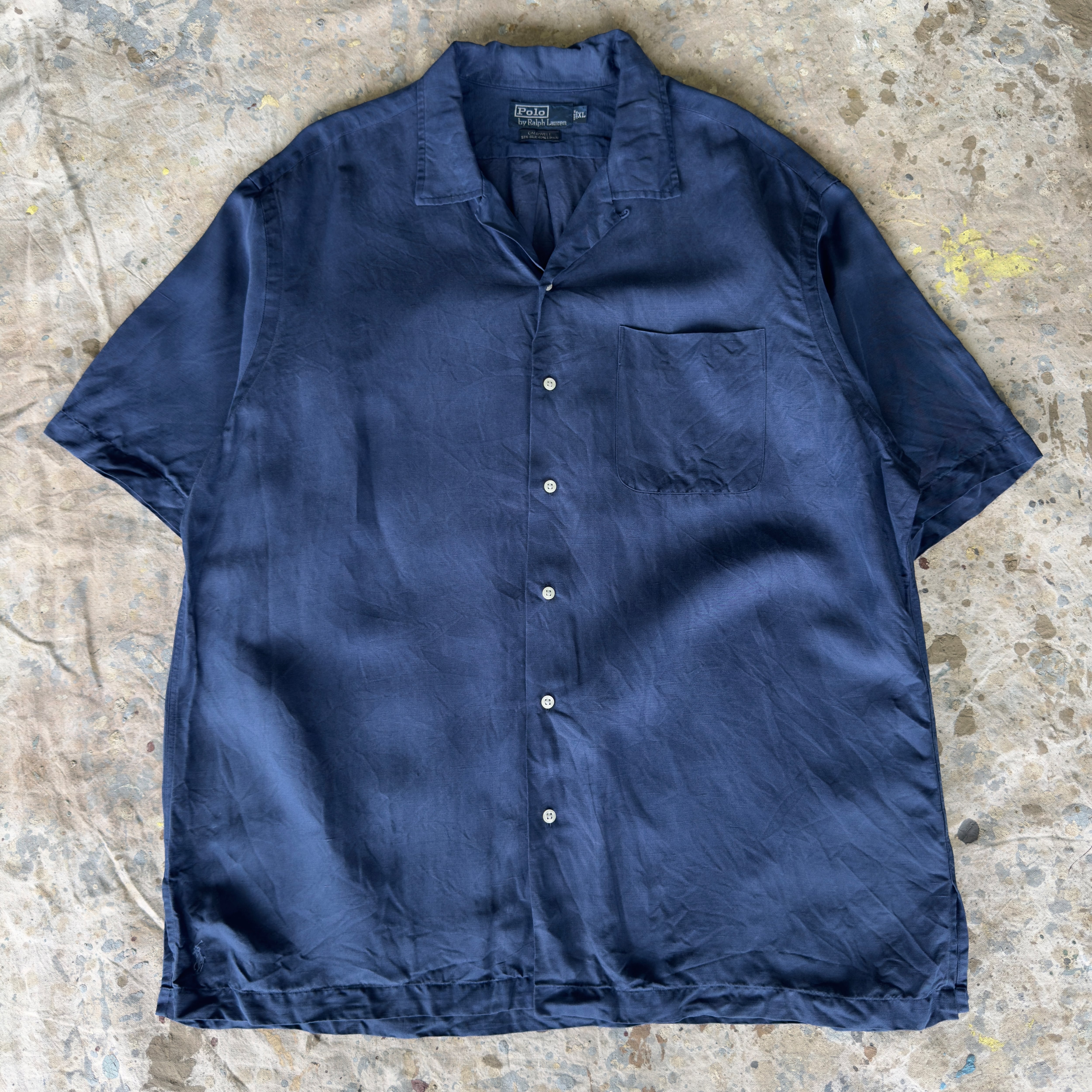 90s Ralph Lauren シルクリネンオープンカラーシャツ Caldwell
